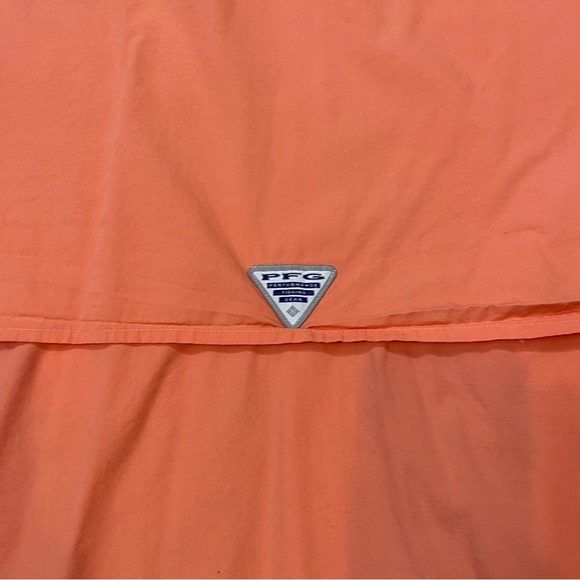 COLUMBIA PFG Big Men's 4XL Melon Orange Fishing Button-Down short sleeve Shirt - Picture 5 of 9